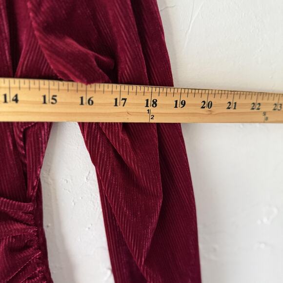 Chocolate Dress Womens Medium Red Velvet Long Sleeve Ruched Wrap Vampire Witchy - Picture 4 of 8